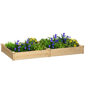 Carré Potager de jardin en Bois massif, Jardinière Surélevé avec séparateur, 235 x 121 x 26 cm, pour Jardin Balcon Terrasse, effet Bois Naturel
