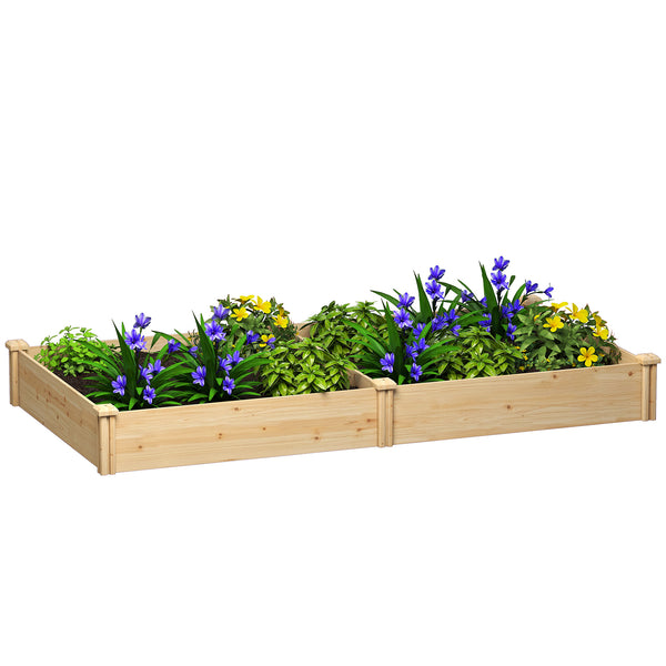 Carré Potager de jardin en Bois massif, Jardinière Surélevé avec séparateur, 235 x 121 x 26 cm, pour Jardin Balcon Terrasse, effet Bois Naturel