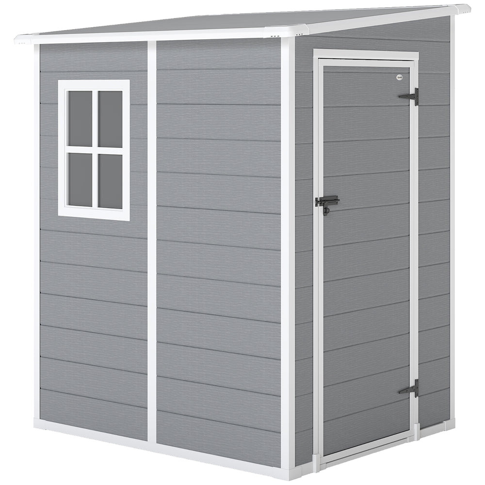 Abri de jardin 1,54 m² cabane de jardin pour outils - porte verrouillable, aération et fenêtre - dim. 122L x 149l x 192/177H cm - aluminium et PP, gris