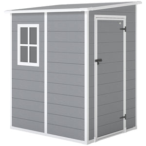 Abri de jardin 1,54 m² cabane de jardin pour outils - porte verrouillable, aération et fenêtre - dim. 122L x 149l x 192/177H cm - aluminium et PP, gris