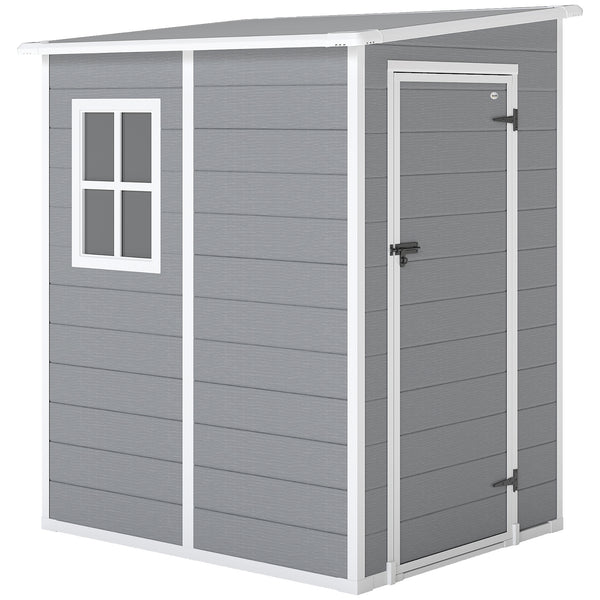 Abri de jardin 1,54 m² cabane de jardin pour outils - porte verrouillable, aération et fenêtre - dim. 122L x 149l x 192/177H cm - aluminium et PP, gris