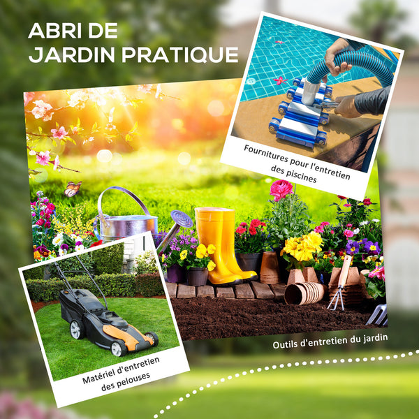 Abri de jardin 1,54 m² cabane de jardin pour outils - porte verrouillable, aération et fenêtre - dim. 122L x 149l x 192/177H cm - aluminium et PP, gris