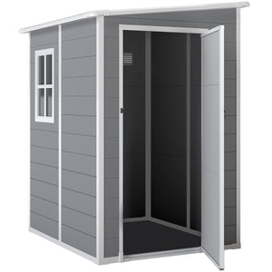 Abri de jardin 1,54 m² cabane de jardin pour outils - porte verrouillable, aération et fenêtre - dim. 122L x 149l x 192/177H cm - aluminium et PP, gris