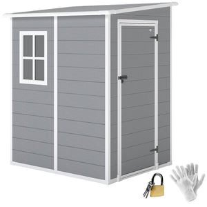 Abri de jardin 1,54 m² cabane de jardin pour outils - porte verrouillable, aération et fenêtre - dim. 122L x 149l x 192/177H cm - aluminium et PP, gris