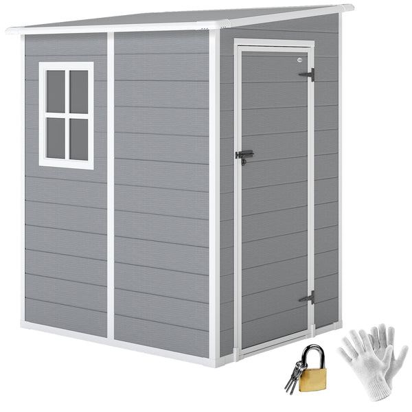 Abri de jardin 1,54 m² cabane de jardin pour outils - porte verrouillable, aération et fenêtre - dim. 122L x 149l x 192/177H cm - aluminium et PP, gris