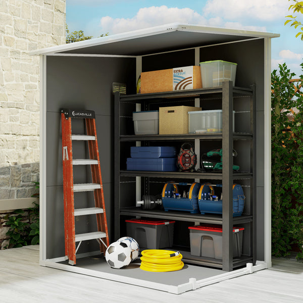 Abri de jardin 1,54 m² cabane de jardin pour outils - porte verrouillable, aération et fenêtre - dim. 122L x 149l x 192/177H cm - aluminium et PP, gris