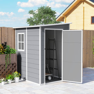 Abri de jardin 1,54 m² cabane de jardin pour outils - porte verrouillable, aération et fenêtre - dim. 122L x 149l x 192/177H cm - aluminium et PP, gris