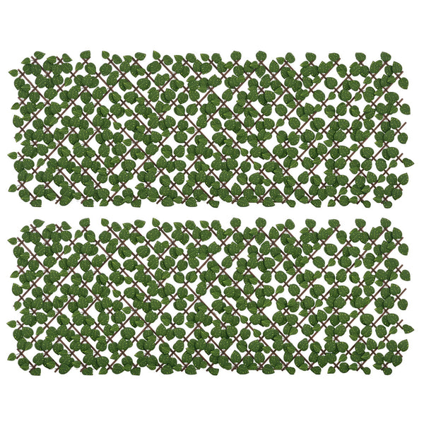 Lot de 2 haies artificielles Treillis Extensible - Brise-Vue canisse végétale Feuillage réaliste, intérieur extérieur, 2 x 1 m