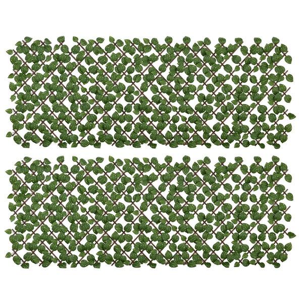 Lot de 2 haies artificielles Treillis Extensible - Brise-Vue canisse végétale Feuillage réaliste, intérieur extérieur, 2 x 1 m