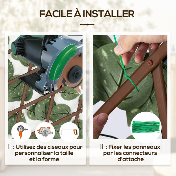 Lot de 2 haies artificielles Treillis Extensible - Brise-Vue canisse végétale Feuillage réaliste, intérieur extérieur, 2 x 1 m