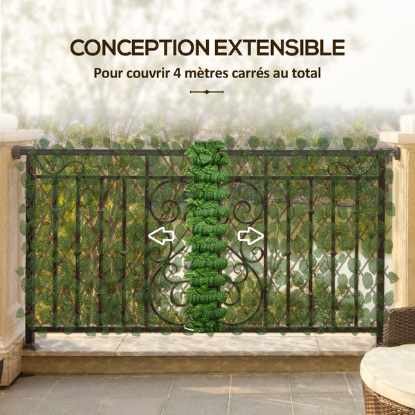 Lot de 2 haies artificielles Treillis Extensible - Brise-Vue canisse végétale Feuillage réaliste, intérieur extérieur, 2 x 1 m