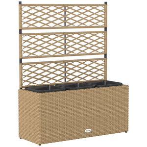 Jardinière pour plantes avec treillis 3 pots bacs à plante jardinière 33L jardin balcon patio terrasse extérieur en résine tressée et acier 84 x 30 x 107 cm sable noir