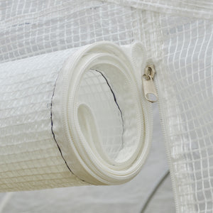 Serre de jardin serre tunnel de Jardin dim. 3,5L x 3l x 2H m Porte + 6 fenêtres enroulables Acier galvanisé bâche PE Haute densité Blanc