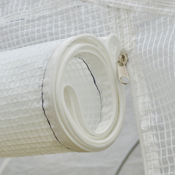 Serre de jardin serre tunnel de Jardin dim. 3,5L x 3l x 2H m Porte + 6 fenêtres enroulables Acier galvanisé bâche PE Haute densité Blanc
