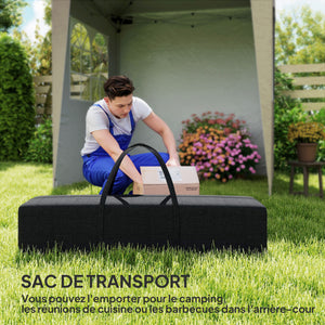 Tonnelle de jardin pliante pop-up 2 x 2 m tente de réception hauteur réglable 3 niveaux Anti-UV 30+ 3 parois latérales avec 4 sacs de sable et 1 sac de transport tissu Oxford acier beige