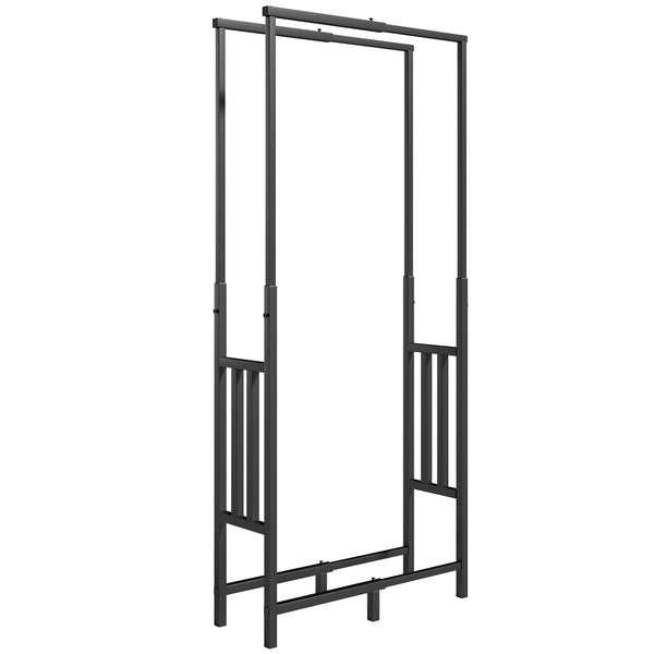 Range Bûches en Acier, Largeur & Hauteur Réglables - Étagère pour Bois de Cheminée, Charge 100 kg - Porte-bûches Intérieur Extérieur, 45,5-75,5 x 25 x 98-170 cm, Noir