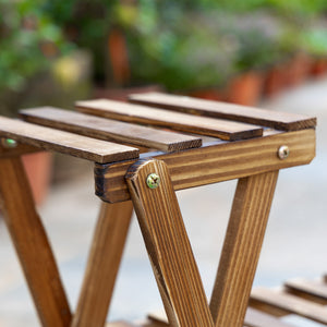 Étagère à Fleurs en Bois Supports de Pots Porte Plante Bois 6 tablettes - dim. 98L x 28l x 95H cm - Bois de Sapin traité carbonisation pour Intérieur Jardin Terrasse Balcon