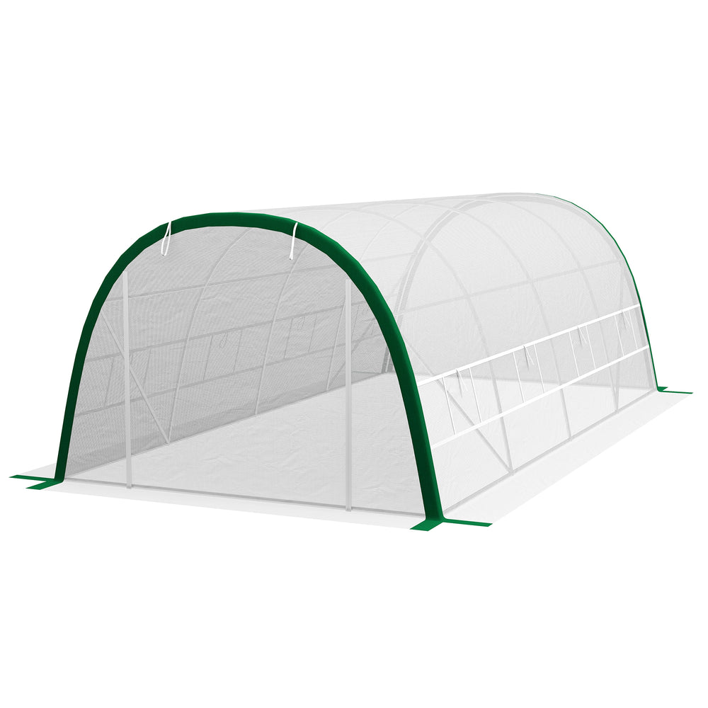 Serre de Jardin Tunnel 18 m² serre à tomates dim. 6L x 3l x 2H m - 8 fenêtres, Porte zippée Enroulable - châssis Tubulaire Acier galvanisé, bâche PE Haute densité Blanc