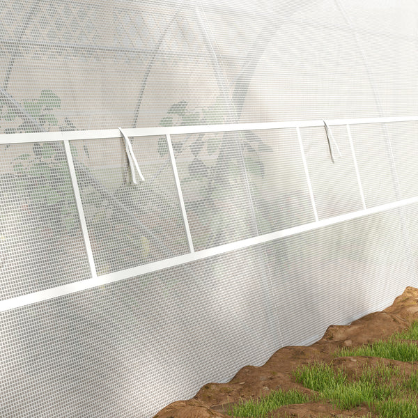 Serre de Jardin Tunnel 18 m² serre à tomates dim. 6L x 3l x 2H m - 8 fenêtres, Porte zippée Enroulable - châssis Tubulaire Acier galvanisé, bâche PE Haute densité Blanc