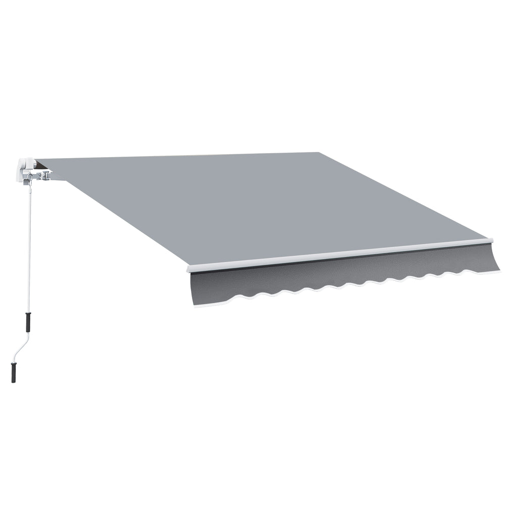 Store banne manuel rétractable 395 x 245 cm store exterieur terrasse avec manivelle, angle réglable 45°-85°, aluminium et polyester 280 g/m², protection UV, auvent de terrasse, gris