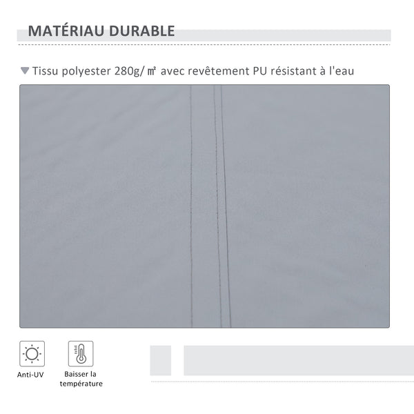 Store banne manuel rétractable 395 x 245 cm store exterieur terrasse avec manivelle, angle réglable 45°-85°, aluminium et polyester 280 g/m², protection UV, auvent de terrasse, gris