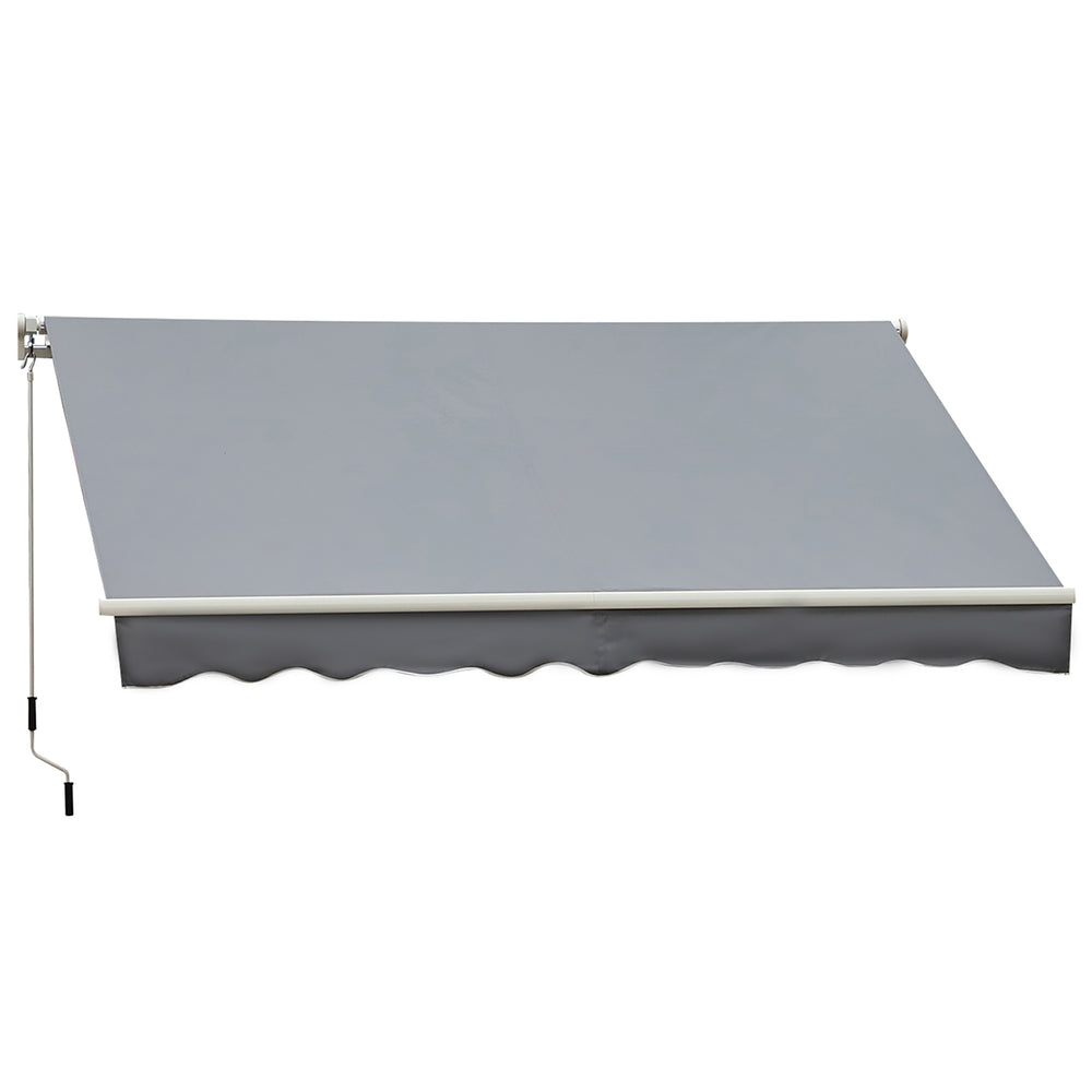 Store banne manuel rétractable 395 x 245 cm store exterieur terrasse avec manivelle, angle réglable 45°-85°, aluminium et polyester 280 g/m², protection UV, auvent de terrasse, gris