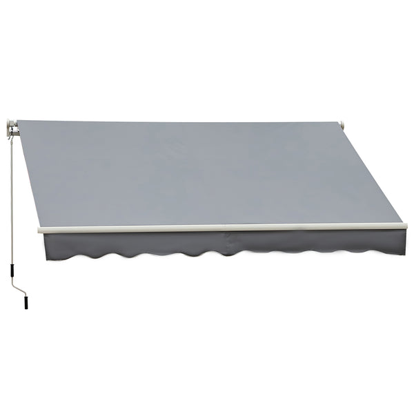 Store banne manuel rétractable 395 x 245 cm store exterieur terrasse avec manivelle, angle réglable 45°-85°, aluminium et polyester 280 g/m², protection UV, auvent de terrasse, gris