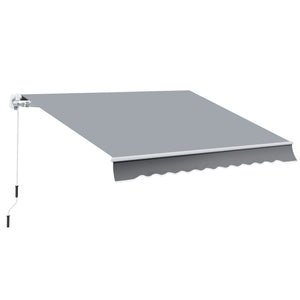 Store banne manuel rétractable 395 x 245 cm store exterieur terrasse avec manivelle, angle réglable 45°-85°, aluminium et polyester 280 g/m², protection UV, auvent de terrasse, gris
