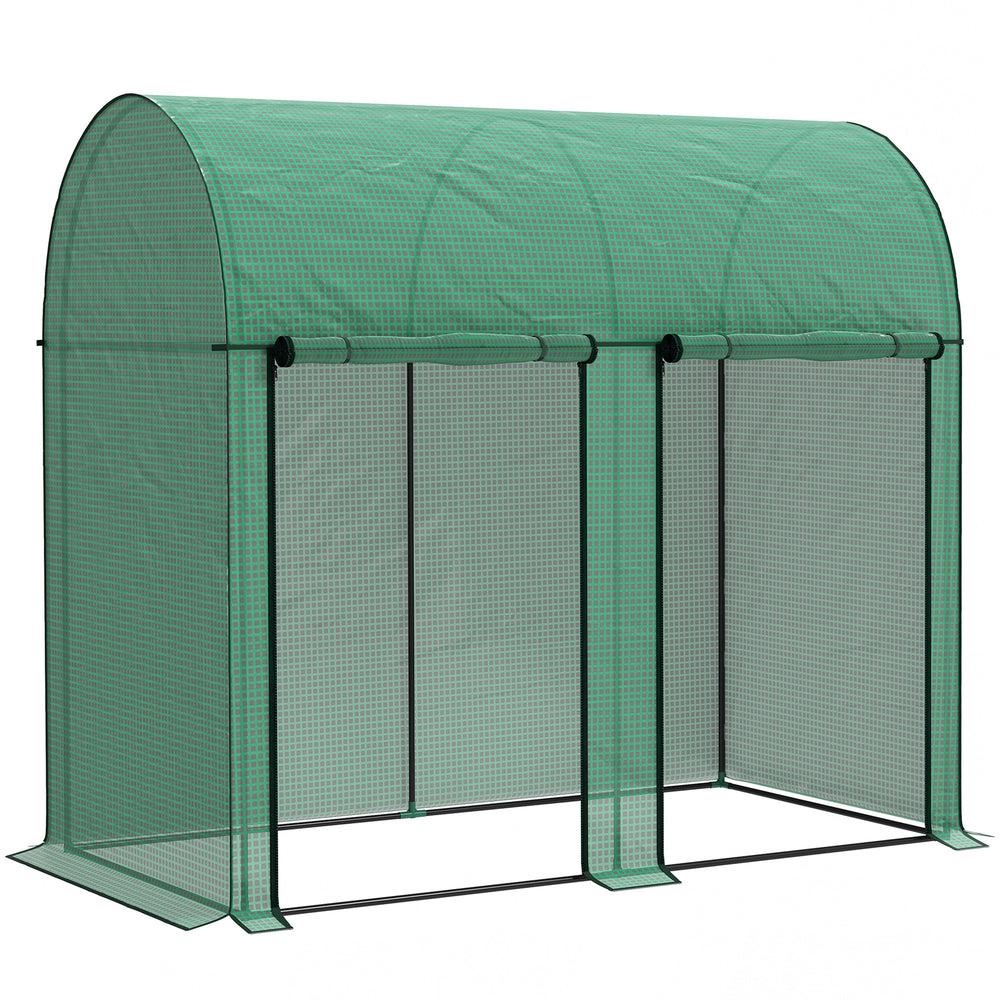 Serre de jardin PE, serre de balcon, bâche renforcée 140 g/m², châssis en acier, 2 portes zippées enroulables, pour légumes plantes fleurs, intérieur et extérieur, 200 x 100 x 178 cm, vert