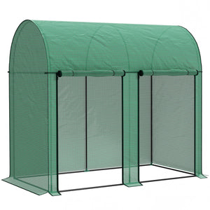 Serre de jardin PE, serre de balcon, bâche renforcée 140 g/m², châssis en acier, 2 portes zippées enroulables, pour légumes plantes fleurs, intérieur et extérieur, 200 x 100 x 178 cm, vert
