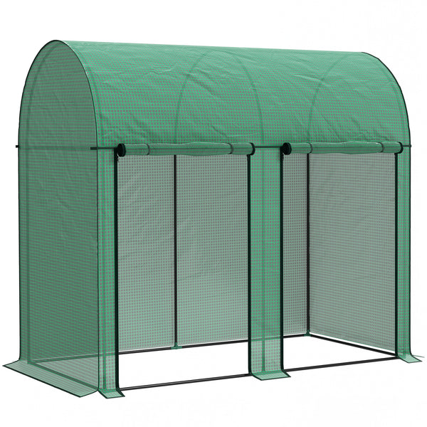 Serre de jardin PE, serre de balcon, bâche renforcée 140 g/m², châssis en acier, 2 portes zippées enroulables, pour légumes plantes fleurs, intérieur et extérieur, 200 x 100 x 178 cm, vert