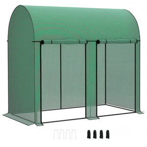 Serre de jardin PE, serre de balcon, bâche renforcée 140 g/m², châssis en acier, 2 portes zippées enroulables, pour légumes plantes fleurs, intérieur et extérieur, 200 x 100 x 178 cm, vert