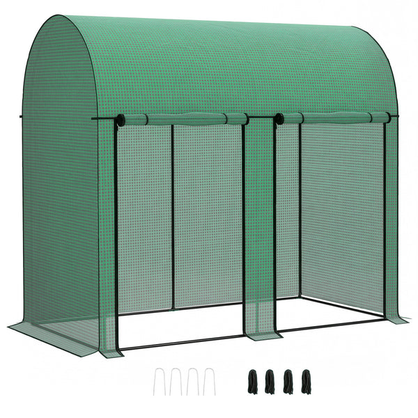 Serre de jardin PE, serre de balcon, bâche renforcée 140 g/m², châssis en acier, 2 portes zippées enroulables, pour légumes plantes fleurs, intérieur et extérieur, 200 x 100 x 178 cm, vert