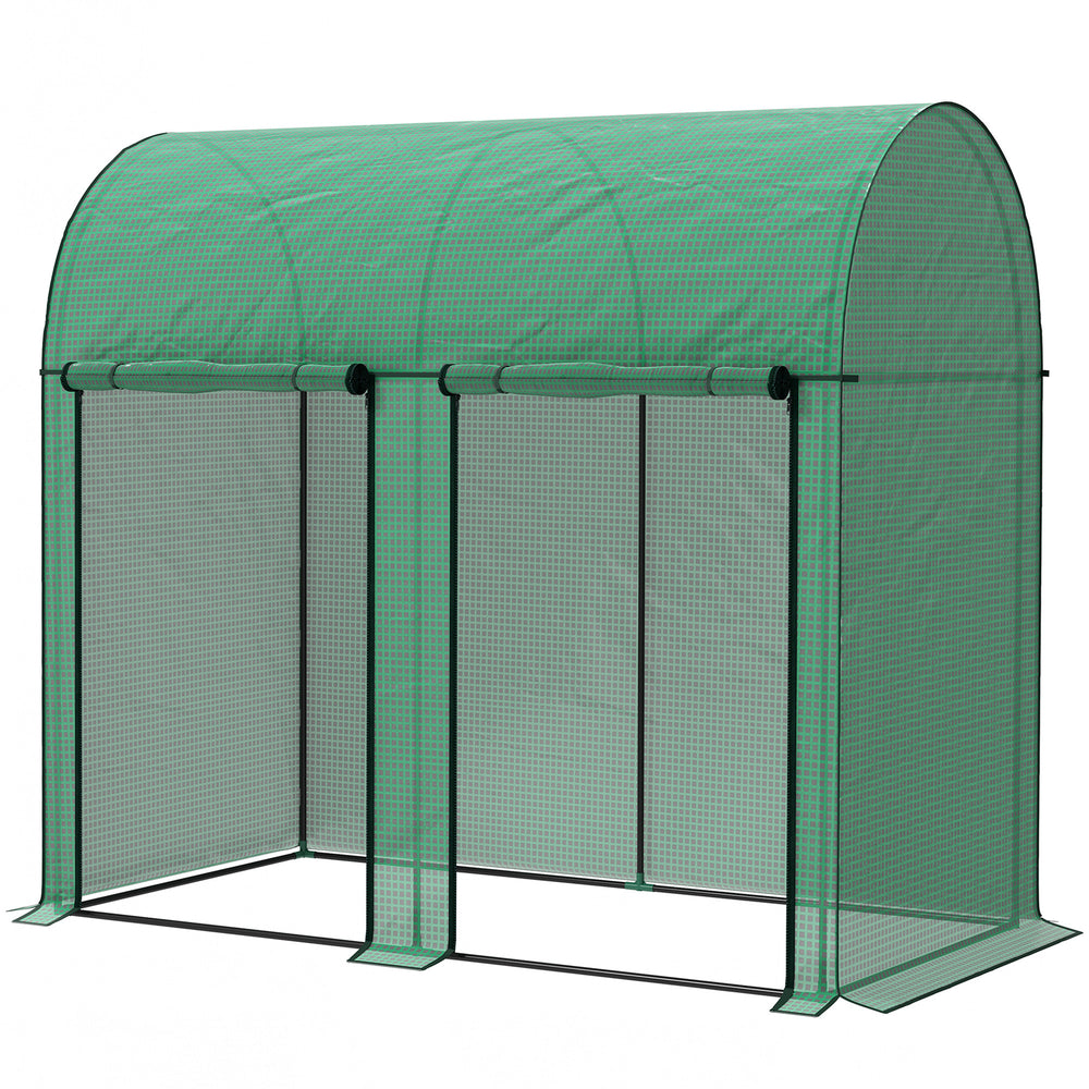 Serre de jardin PE, serre de balcon, bâche renforcée 140 g/m², châssis en acier, 2 portes zippées enroulables, pour légumes plantes fleurs, intérieur et extérieur, 200 x 100 x 178 cm, vert