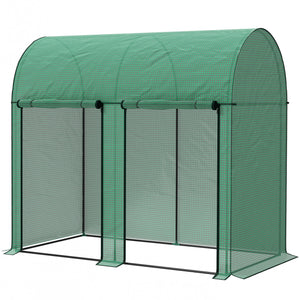 Serre de jardin PE, serre de balcon, bâche renforcée 140 g/m², châssis en acier, 2 portes zippées enroulables, pour légumes plantes fleurs, intérieur et extérieur, 200 x 100 x 178 cm, vert