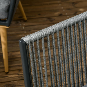 Salon de Jardin en résine tressée 4 places avec 1 canapé 2 fauteuils et 1 table basse 7 coussins inclus gris