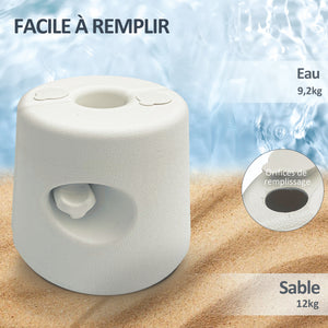Lot de 4 Pieds de tonnelle pop-up remplis d'eau ou de sable pieds de sol pour pavillon en HDPE avec vis de sécurité, blanc