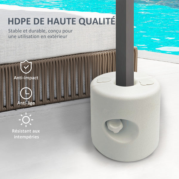 Lot de 4 Pieds de tonnelle pop-up remplis d'eau ou de sable pieds de sol pour pavillon en HDPE avec vis de sécurité, blanc