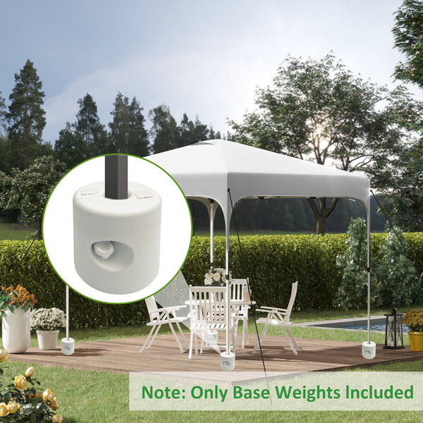 Lot de 4 Pieds de tonnelle pop-up remplis d'eau ou de sable pieds de sol pour pavillon en HDPE avec vis de sécurité, blanc