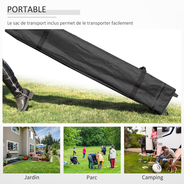 Tonnelle pop-up tente de jardin barnum 3x3 m hauteur réglable avec 4 parois latérales amovibles, fenêtres, sac de transport à roulettes - blanc