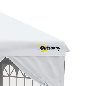 Tonnelle pop-up tente de jardin barnum 3x3 m hauteur réglable avec 4 parois latérales amovibles, fenêtres, sac de transport à roulettes - blanc