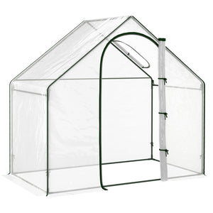 Serre de jardin PVC, serre de balcon, bâche renforcée, châssis en acier, porte zippée enroulable, pour légumes plantes, intérieur et extérieur, 180 x 100 x 168 cm, transparent vert