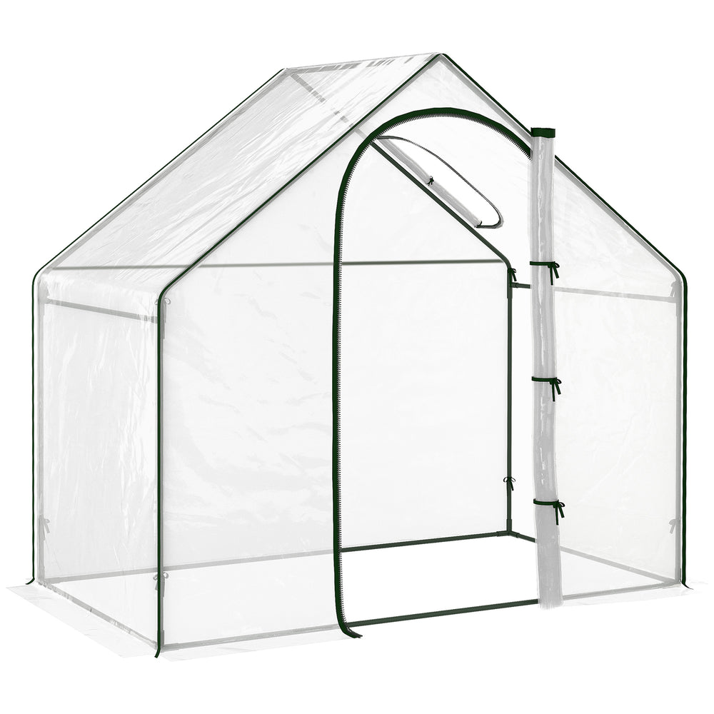 Serre de jardin PVC, serre de balcon, bâche renforcée, châssis en acier, porte zippée enroulable, pour légumes plantes, intérieur et extérieur, 180 x 100 x 168 cm, transparent vert