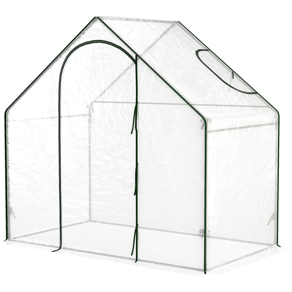 Serre de jardin PVC, serre de balcon, bâche renforcée, châssis en acier, porte zippée enroulable, pour légumes plantes, intérieur et extérieur, 180 x 100 x 168 cm, transparent vert