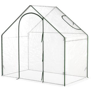 Serre de jardin PVC, serre de balcon, bâche renforcée, châssis en acier, porte zippée enroulable, pour légumes plantes, intérieur et extérieur, 180 x 100 x 168 cm, transparent vert