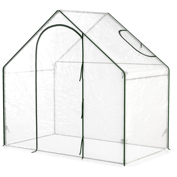 Serre de jardin PVC, serre de balcon, bâche renforcée, châssis en acier, porte zippée enroulable, pour légumes plantes, intérieur et extérieur, 180 x 100 x 168 cm, transparent vert