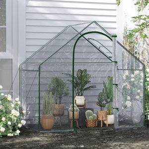 Serre de jardin PVC, serre de balcon, bâche renforcée, châssis en acier, porte zippée enroulable, pour légumes plantes, intérieur et extérieur, 180 x 100 x 168 cm, transparent vert
