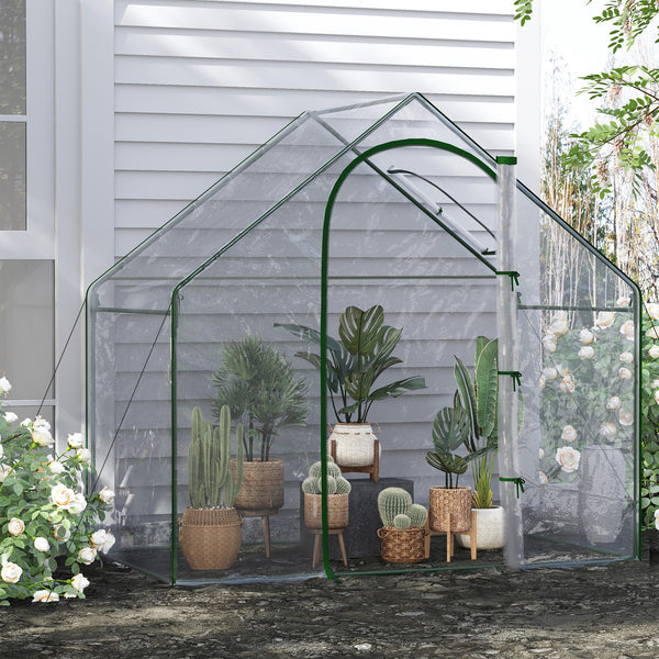 Serre de jardin PVC, serre de balcon, bâche renforcée, châssis en acier, porte zippée enroulable, pour légumes plantes, intérieur et extérieur, 180 x 100 x 168 cm, transparent vert