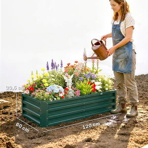 Lot de 2 Carrés Potagers de Jardin 120 x 60 x 30,5 cm, Acier Galvanisé, Vert Foncé