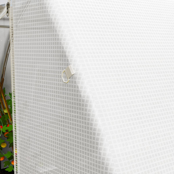 Bâche de Rechange Serre Tunnel 12 m², bâche 4 x 3 x 2 m PE Anti-UV imperméable 8 fenêtres + Porte Enroulable zippée Blanc